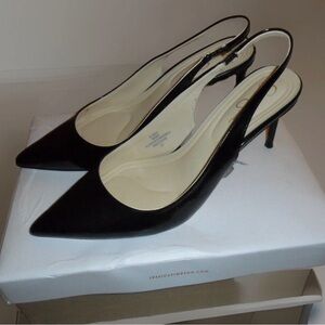 Jessica Simpson Souli Patent Black Leather Slingback Heels | Size 8 |